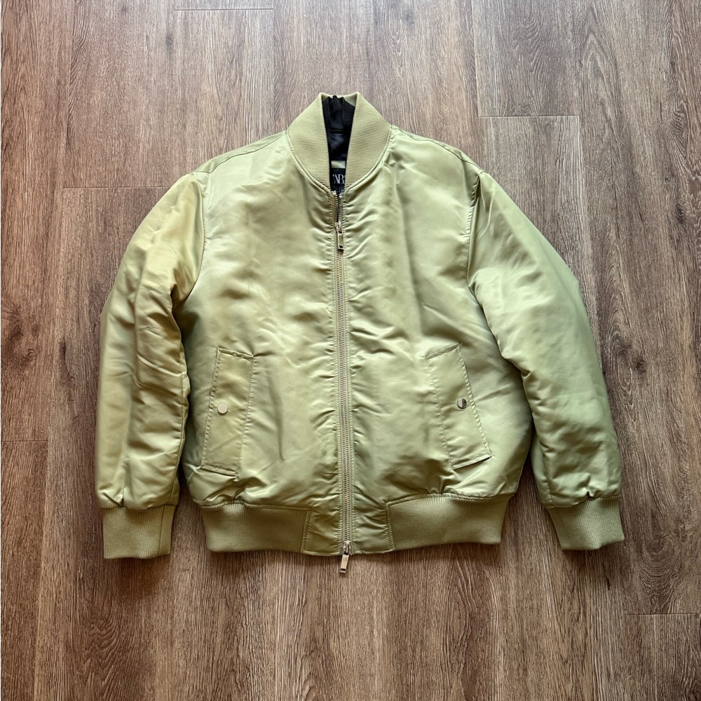 Zara Men's Light Olive Bomber Jacket
